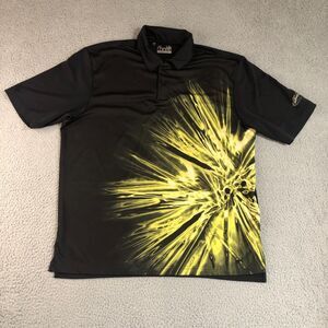 Under Armour Shirt Mens Large‎ Black Polo Graphic Golf Heatgear Loose Sportswear